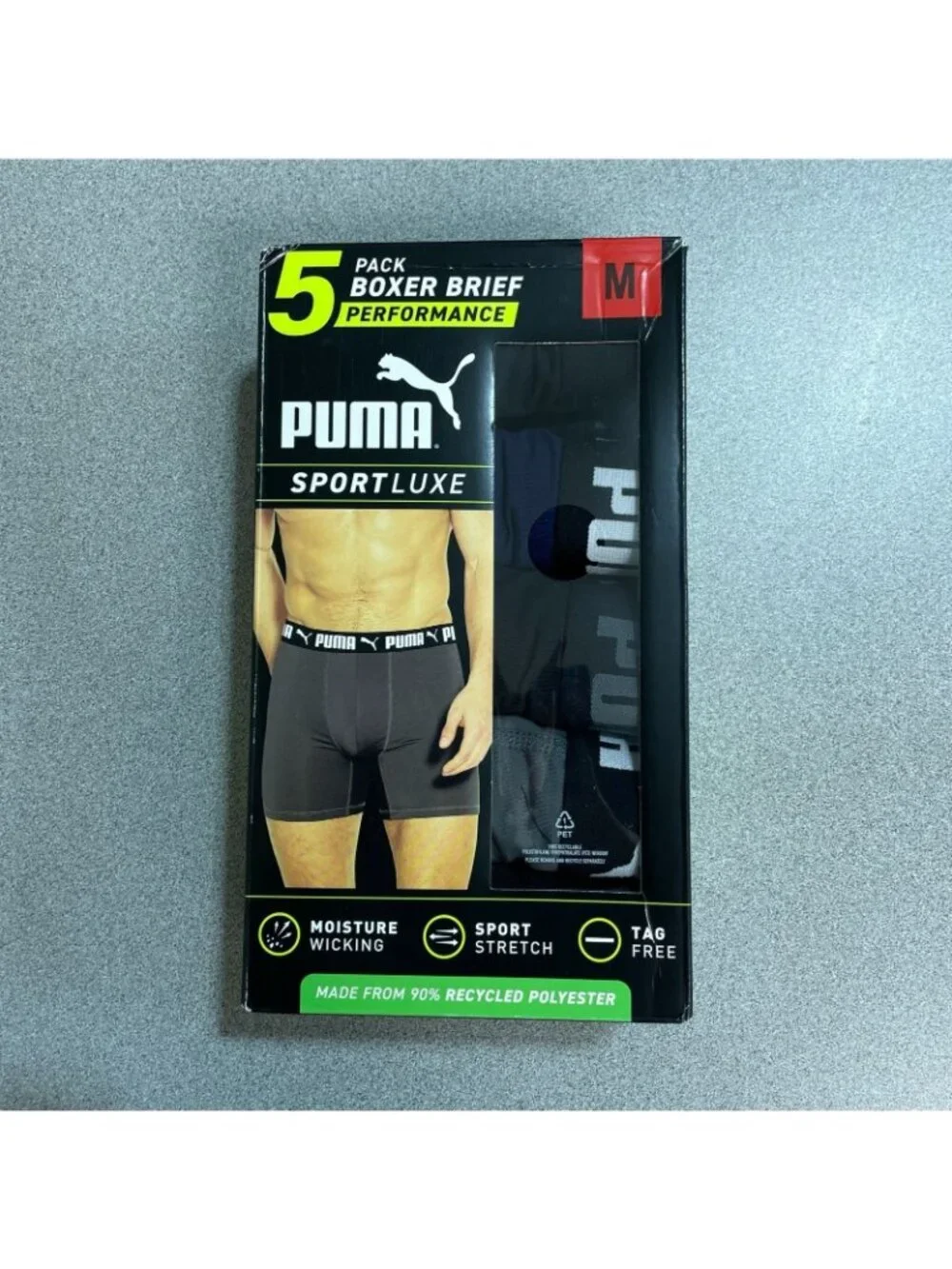 NWT Puma Men's M Sportluxe Performance Boxer Briefs 5-Pack Moisture Wicking